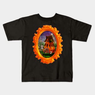 Little friends in the night with pumpkin house Kids T-Shirt